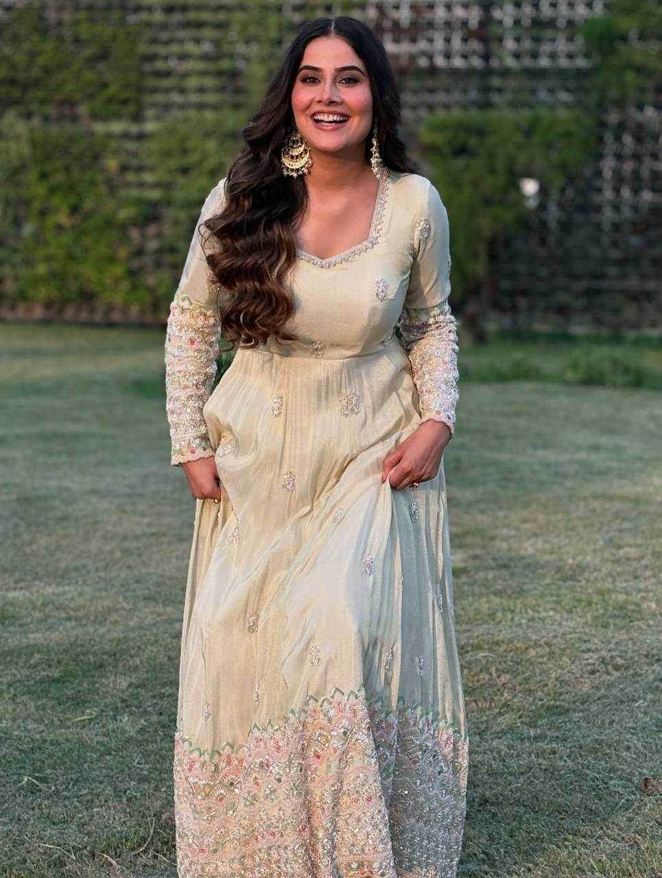 Faux Georgette Embroidery Sequin Gown - MYLUXURY LANE ENTERPRISE