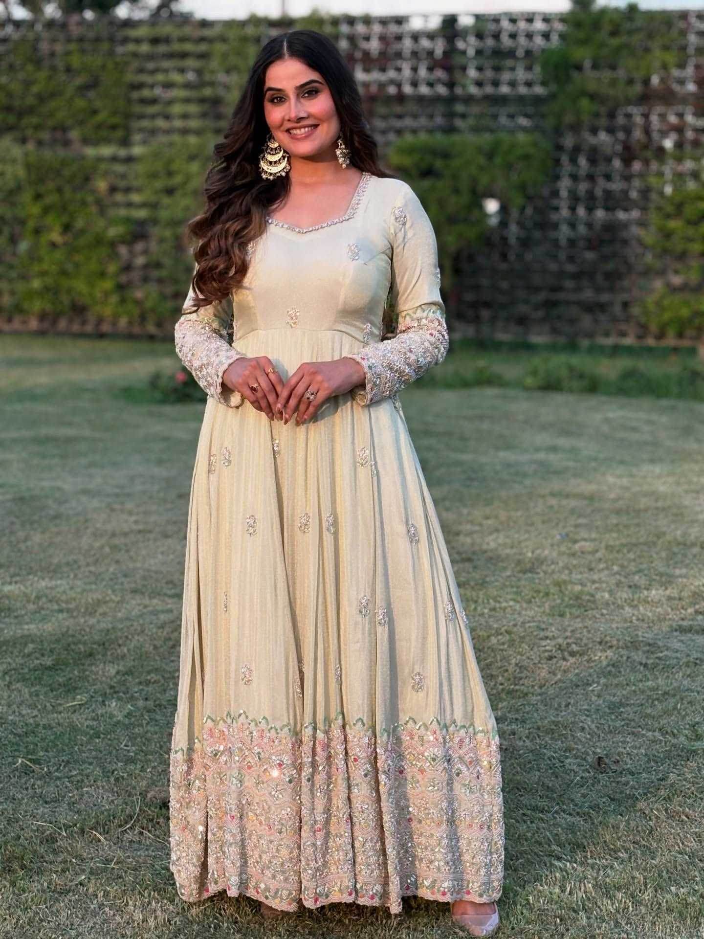 Faux Georgette Embroidery Sequin Gown - MYLUXURY LANE ENTERPRISE