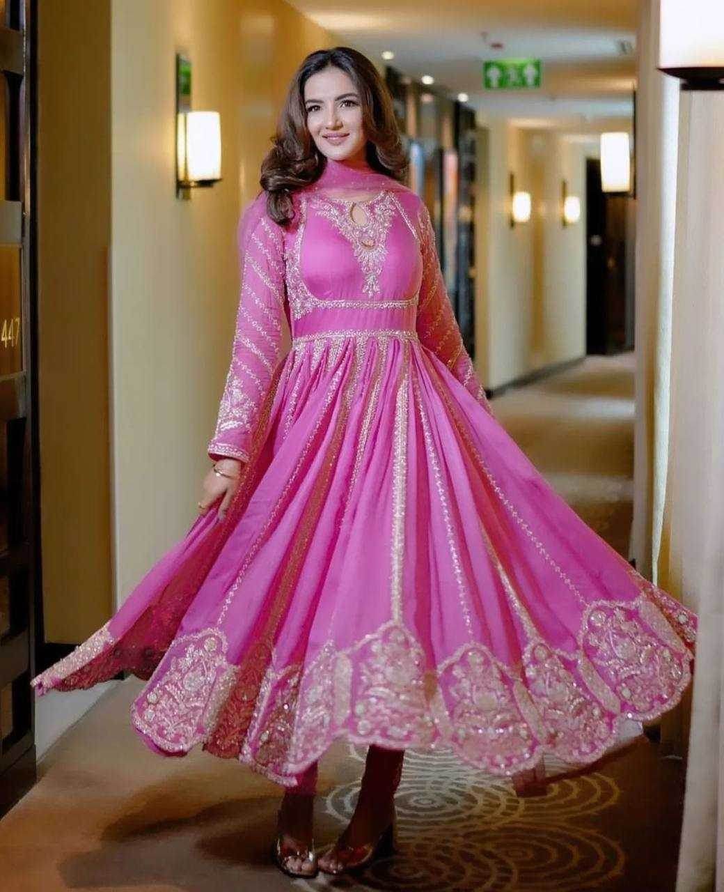 Faux Georgette Embroidery Gowns - MYLUXURY LANE ENTERPRISE