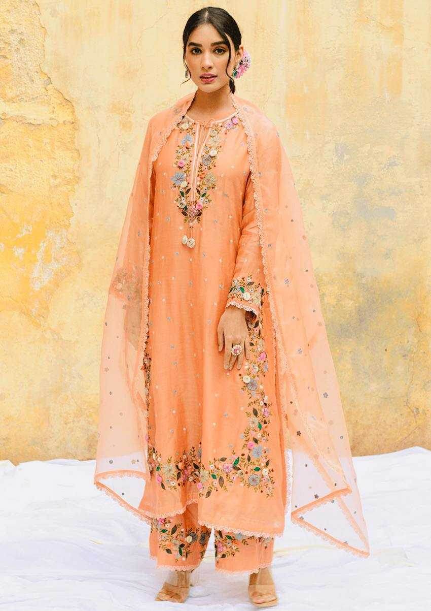 Faux Georgette Embroidery Palazzo Suit - MYLUXURY LANE ENTERPRISE