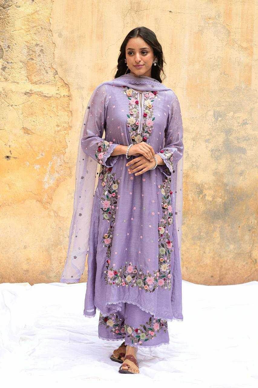 Faux Georgette Embroidery Palazzo Suit - MYLUXURY LANE ENTERPRISE