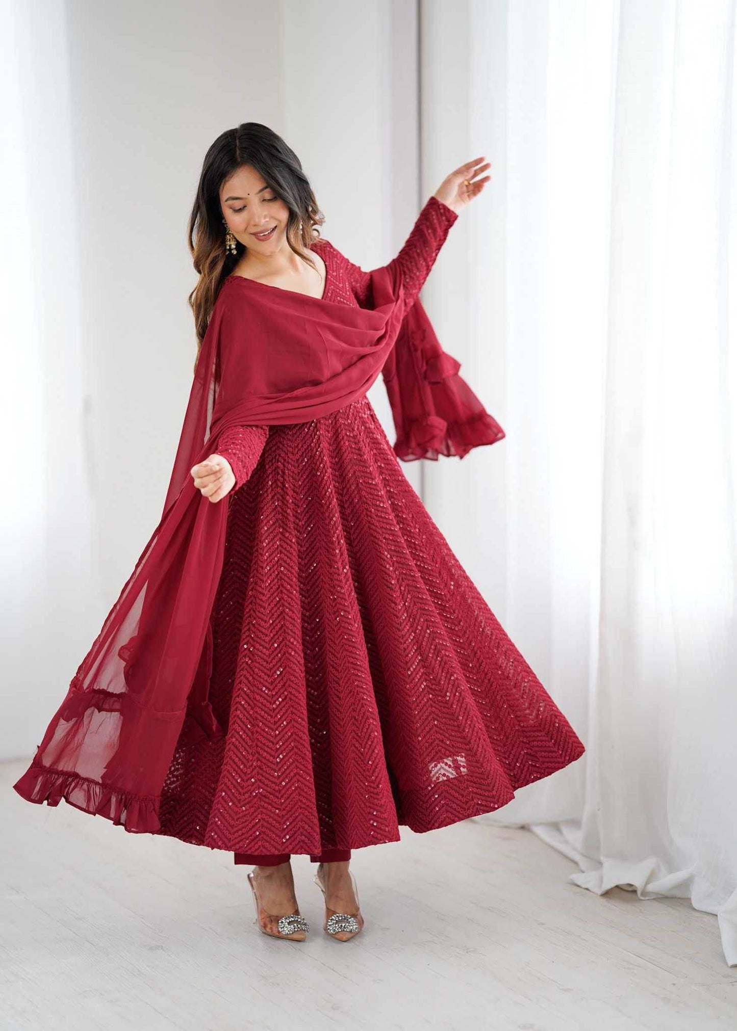 Faux Georgette Anarkali Gown - MYLUXURY LANE ENTERPRISE