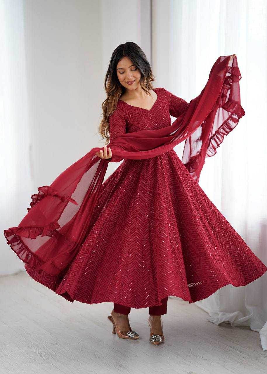 Faux Georgette Anarkali Gown - MYLUXURY LANE ENTERPRISE