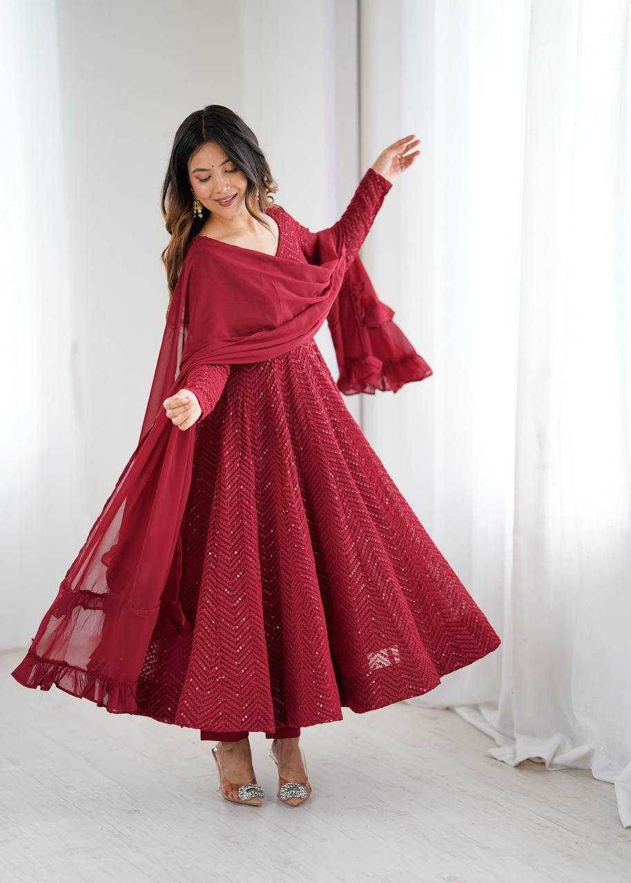 Faux Georgette Anarkali Gown - MYLUXURY LANE ENTERPRISE