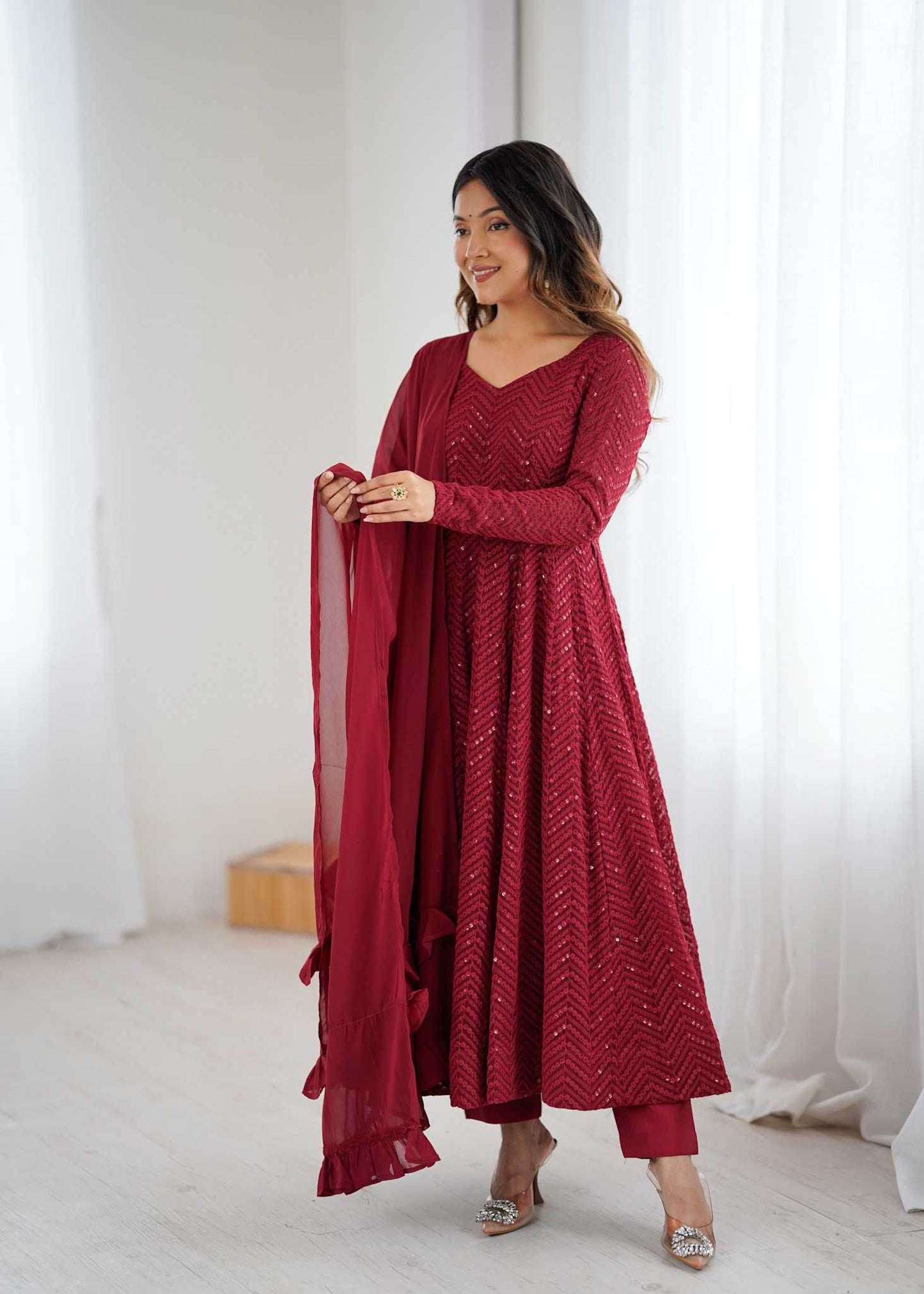 Faux Georgette Anarkali Gown - MYLUXURY LANE ENTERPRISE