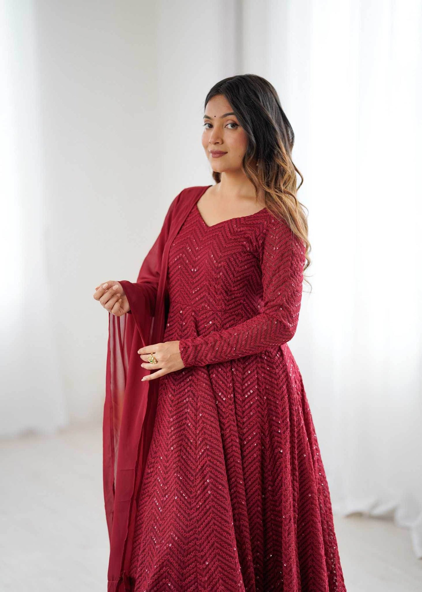 Faux Georgette Anarkali Gown - MYLUXURY LANE ENTERPRISE
