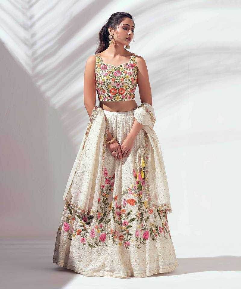Faux Georgette Designer Embroidered Lehenga - MYLUXURY LANE ENTERPRISE