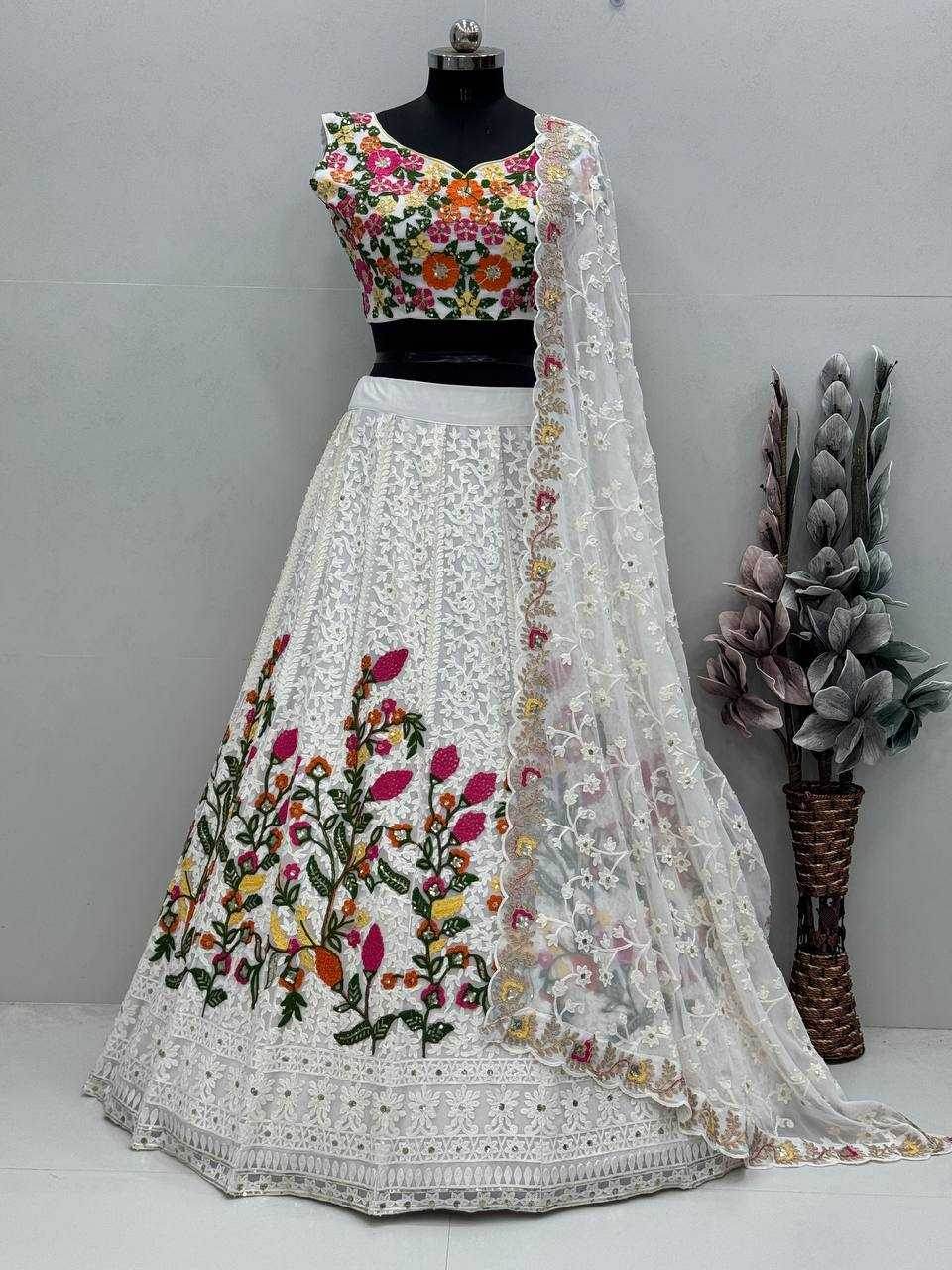 Faux Georgette Designer Embroidered Lehenga - MYLUXURY LANE ENTERPRISE