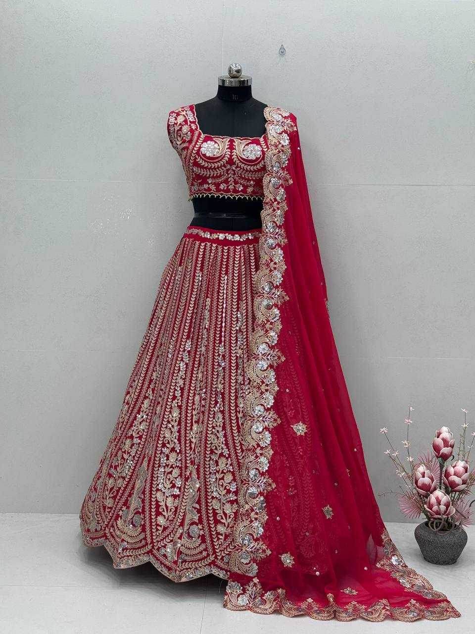 Faux Georgette Designer Embroidered Lehenga - MYLUXURY LANE ENTERPRISE
