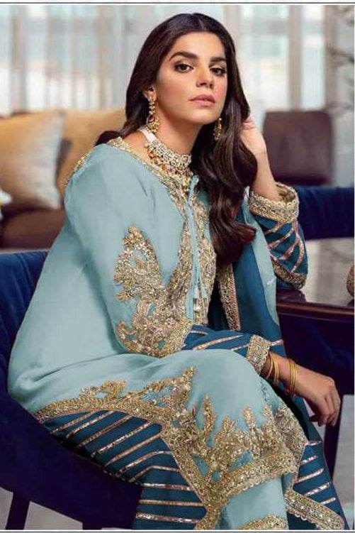 Faux Georgette Embroidery Zari Work Suit - MYLUXURY LANE ENTERPRISE