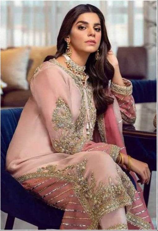 Faux Georgette Embroidery Zari Work Suit - MYLUXURY LANE ENTERPRISE