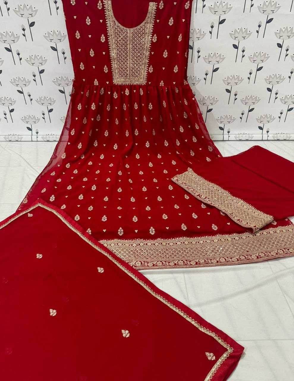 Faux Georgette Embroidery Anarkali Long Sequin Gown - MYLUXURY LANE ENTERPRISE