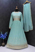 Faux Georgette Embroidery Anarkali Long Full Sleeve Gown - MYLUXURY LANE ENTERPRISE
