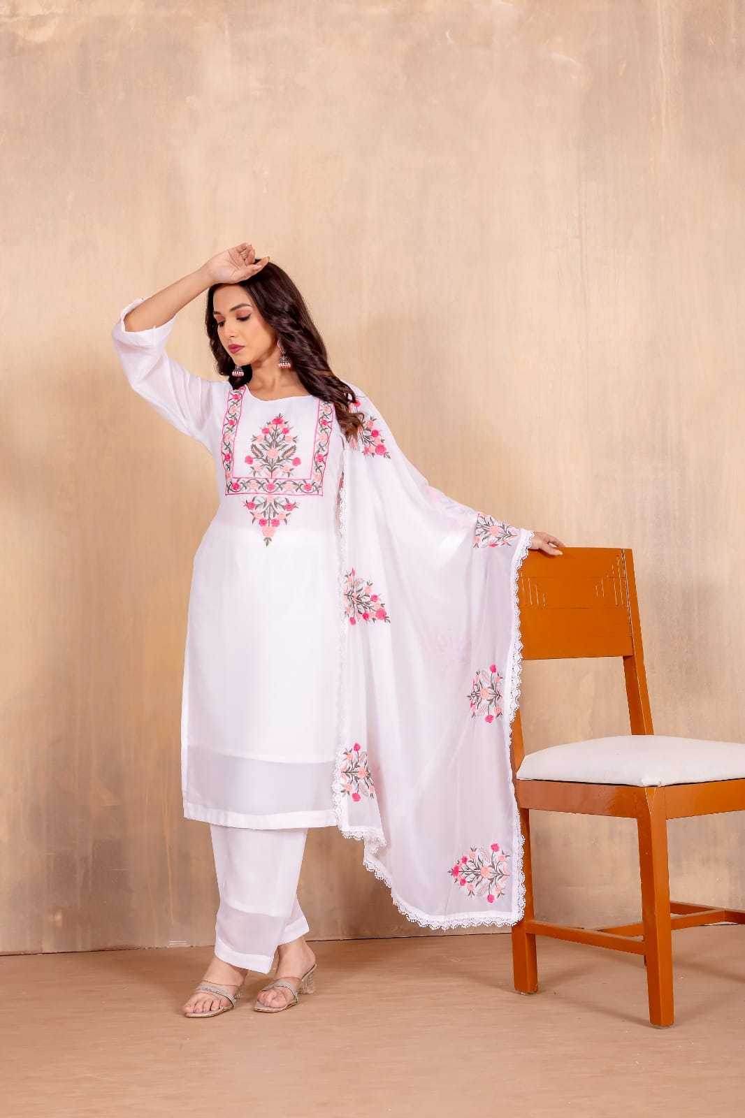 Faux Georgette Embroidered Kurti - MYLUXURY LANE ENTERPRISE
