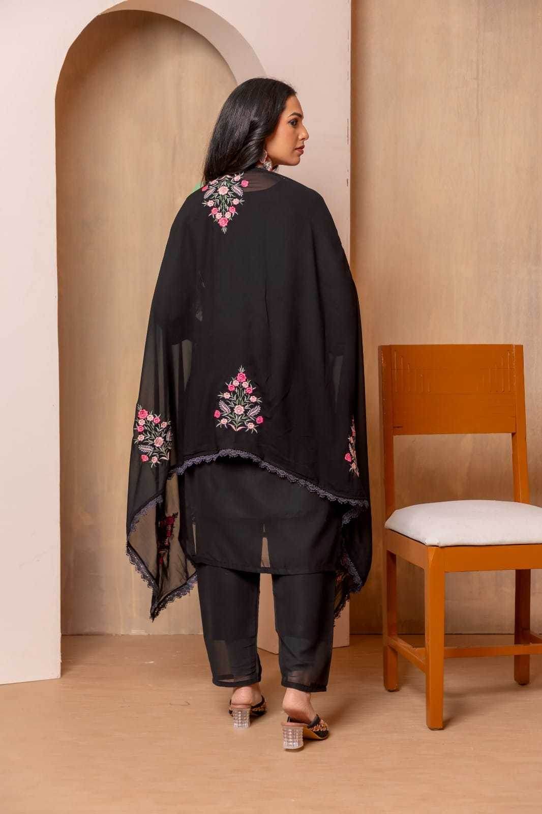 Faux Georgette Embroidered Kurti - MYLUXURY LANE ENTERPRISE