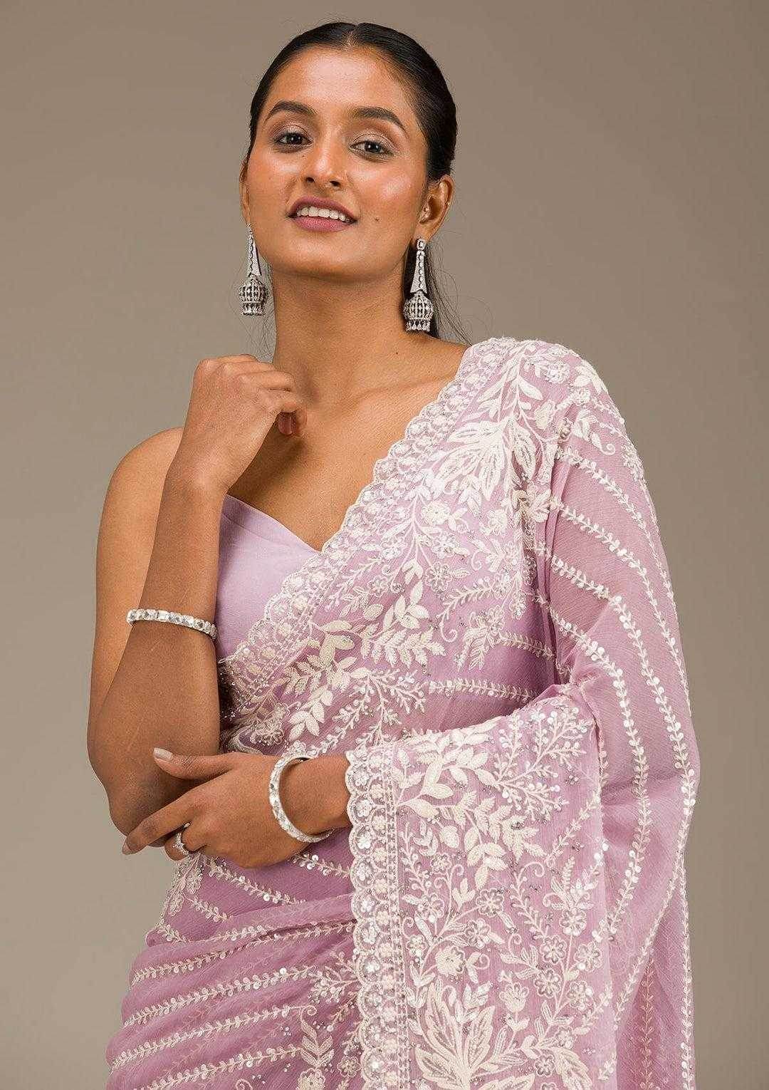 Faux Georgette Pink Saree - MYLUXURY LANE ENTERPRISE