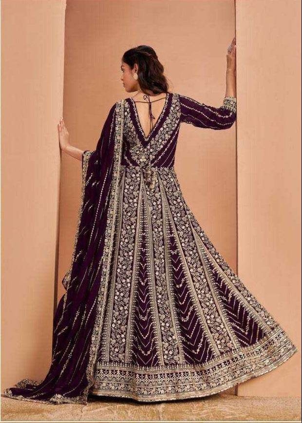 Elegant Faux Georgette Wedding Gown for Timeless Style - MYLUXURY LANE ENTERPRISE