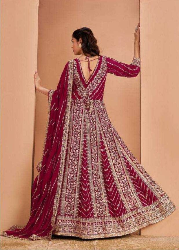 Elegant Faux Georgette Wedding Gown for Timeless Style - MYLUXURY LANE ENTERPRISE