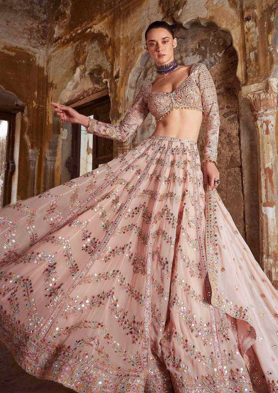 Elegant Faux Georgette Zari Work Lehenga for Women - MYLUXURY LANE ENTERPRISE