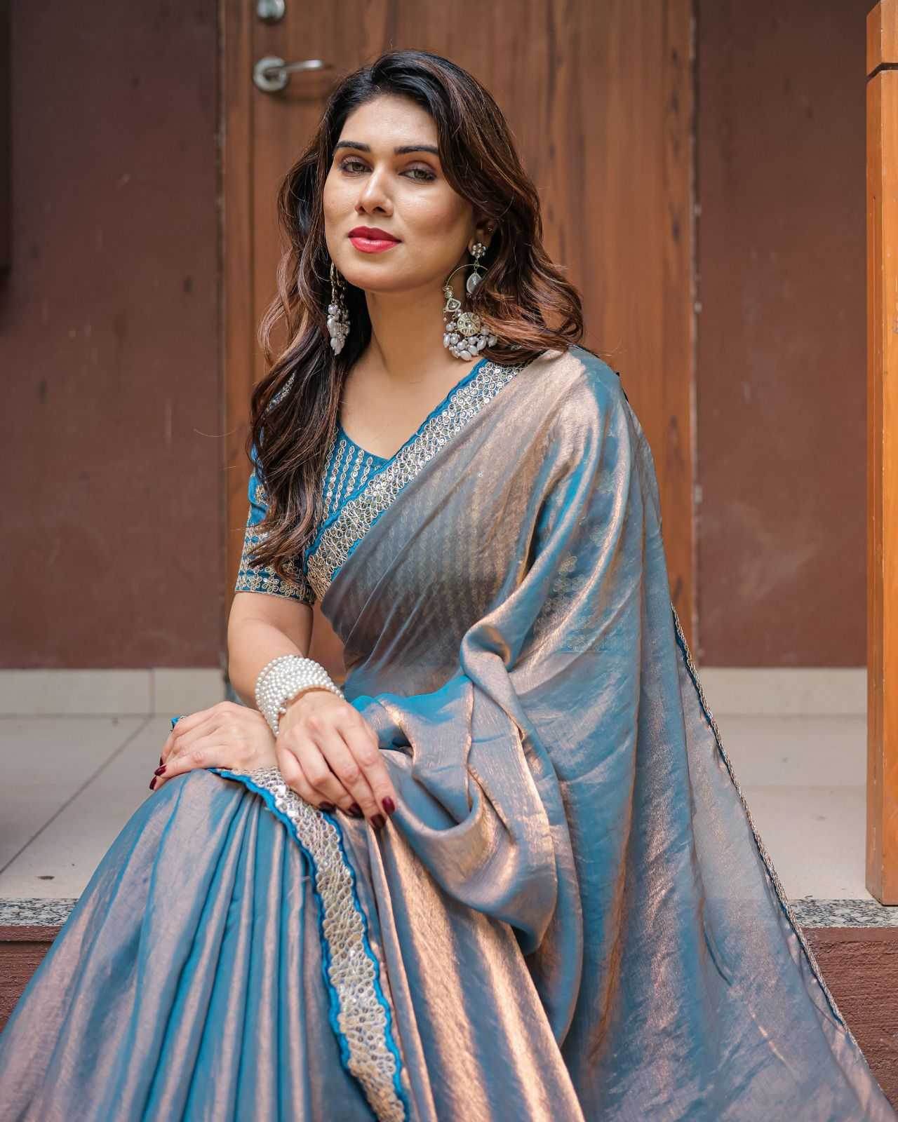 FENDY Party Wear Chiffon Lace Border Sarees - MYLUXURY LANE ENTERPRISE