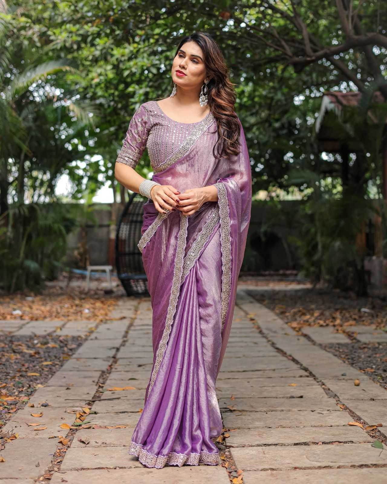 FENDY Party Wear Chiffon Lace Border Sarees - MYLUXURY LANE ENTERPRISE