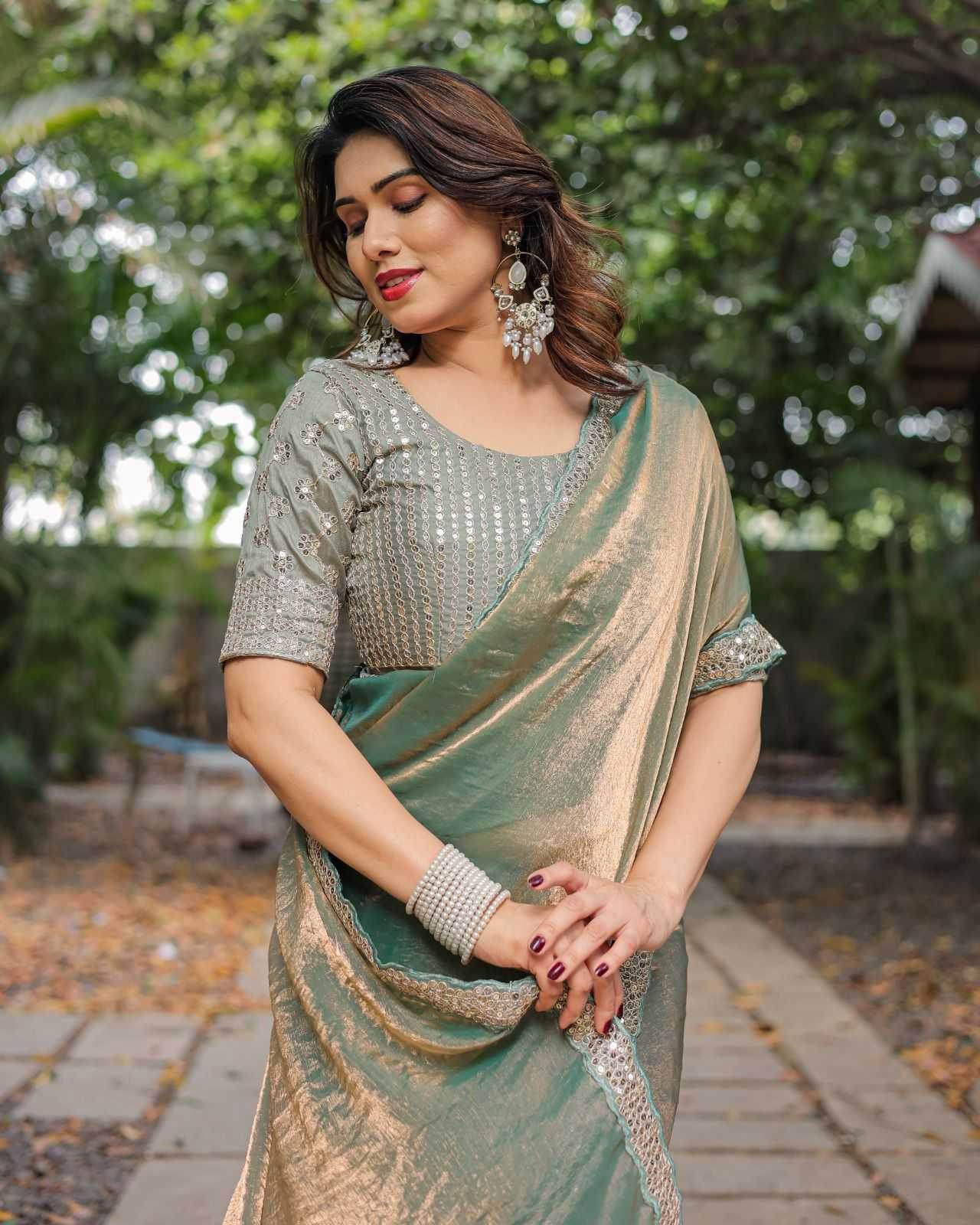 FENDY Party Wear Chiffon Lace Border Sarees - MYLUXURY LANE ENTERPRISE