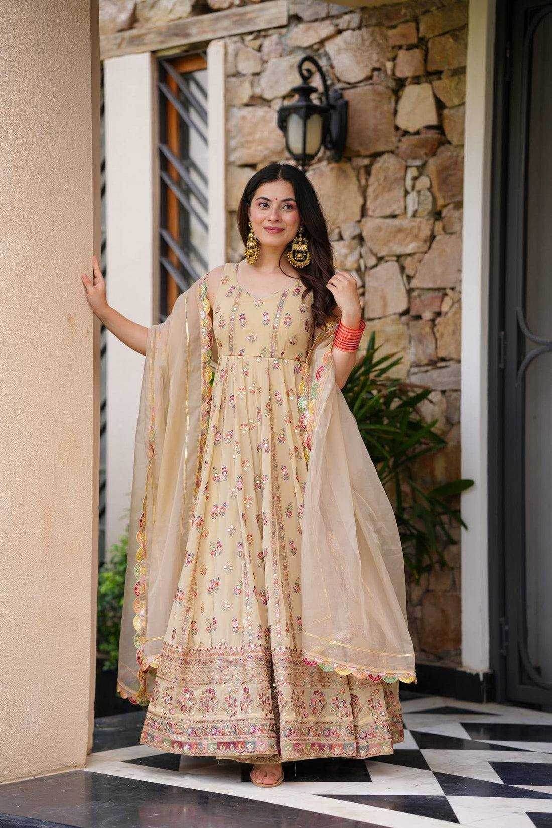 Galaxy Simmer Embroidery Anarkali Gown - MYLUXURY LANE ENTERPRISE