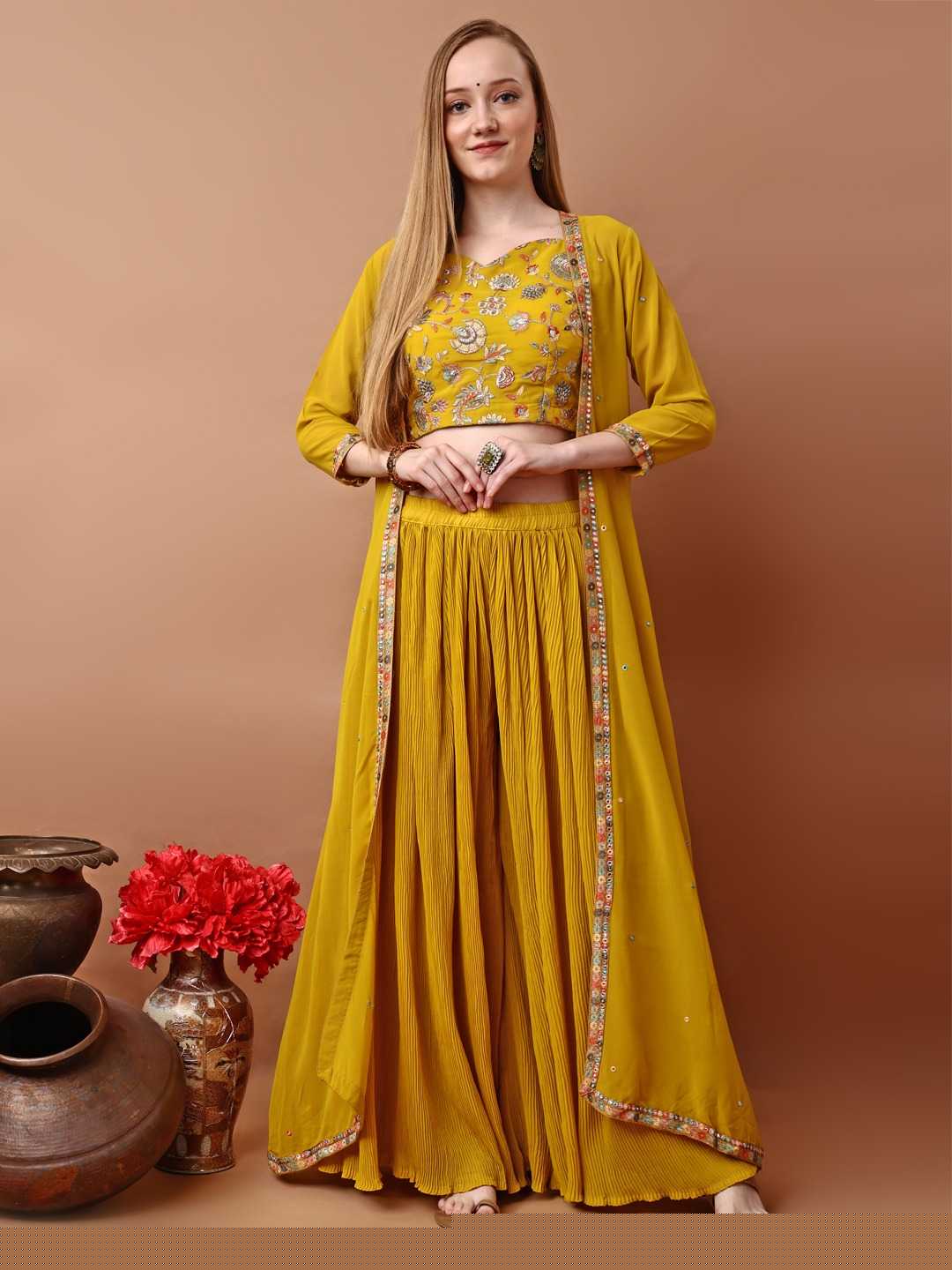 Embroidered Indo-Western Jacket Style Lehenga for Women - MYLUXURY LANE ENTERPRISE