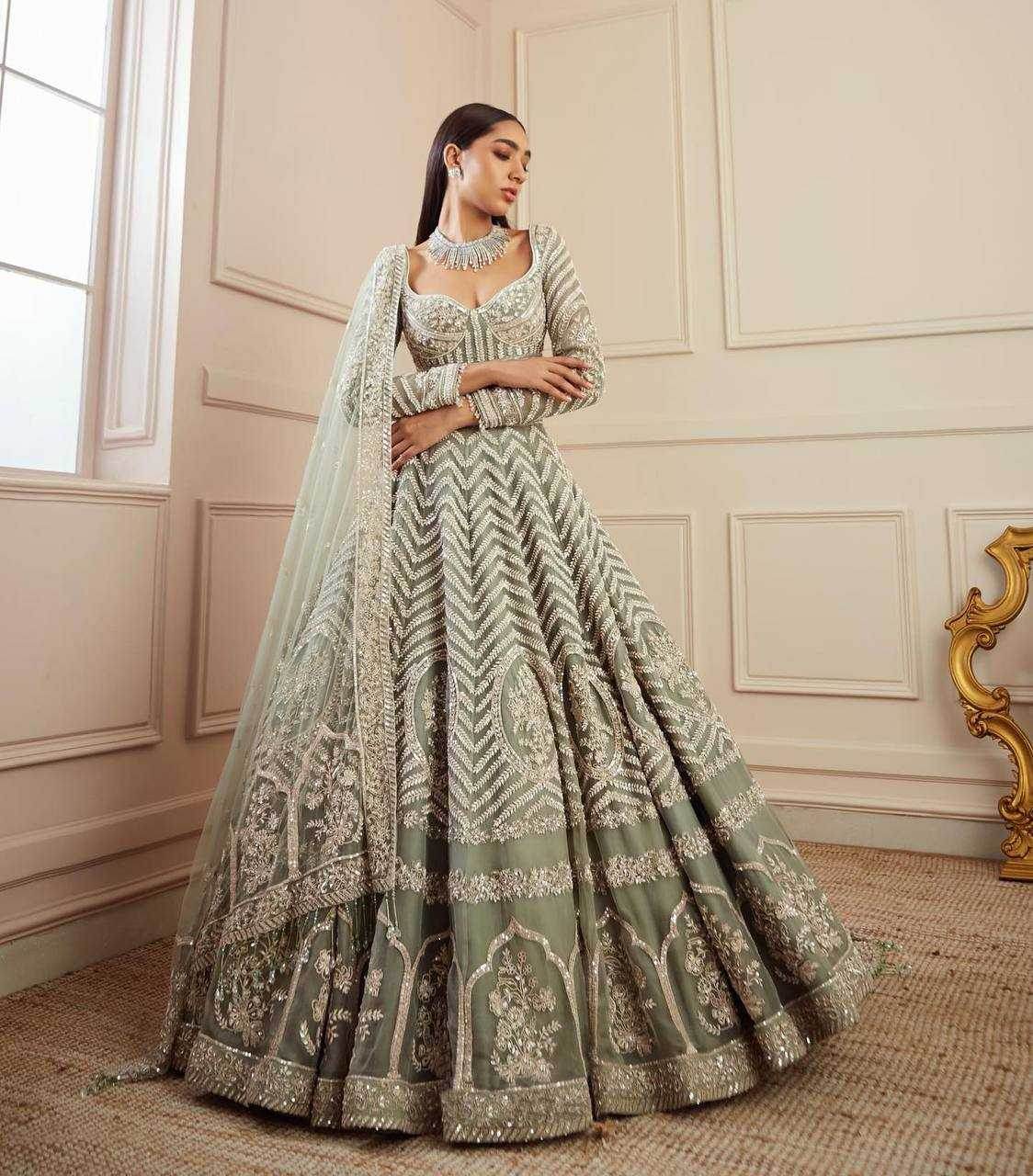 Elegant Zari Work Lehenga with Heavy Sequence Design - MYLUXURY LANE ENTERPRISE
