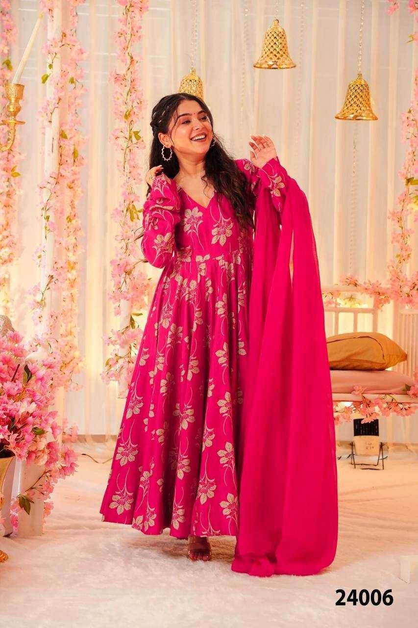 Elegant Heavy Rayon Gown with Exquisite Prints - MYLUXURY LANE ENTERPRISE