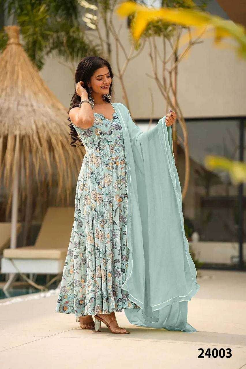 Elegant Heavy Rayon Gown with Exquisite Prints - MYLUXURY LANE ENTERPRISE