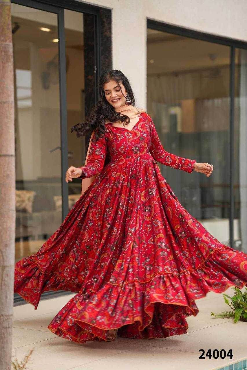 Elegant Heavy Rayon Gown with Exquisite Prints - MYLUXURY LANE ENTERPRISE
