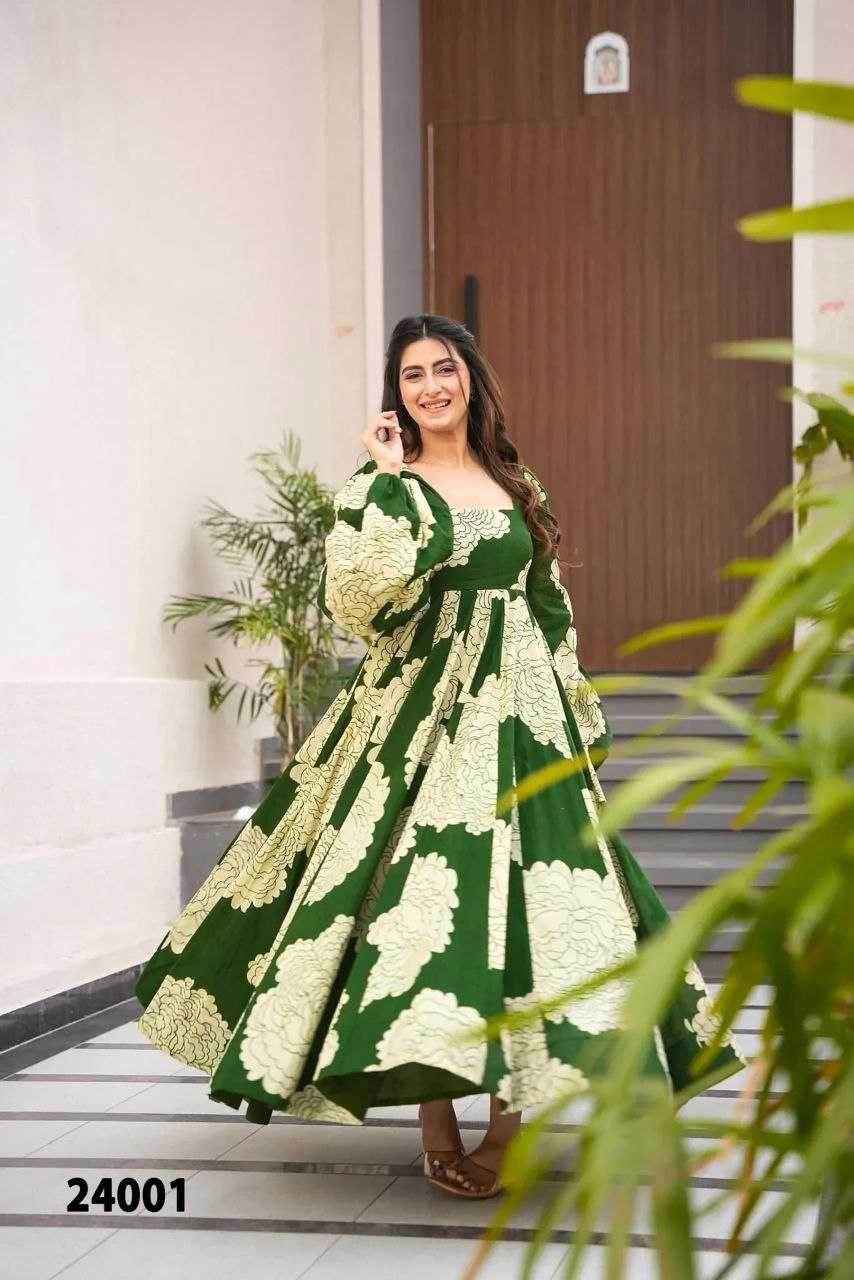 Elegant Heavy Rayon Gown with Exquisite Prints - MYLUXURY LANE ENTERPRISE