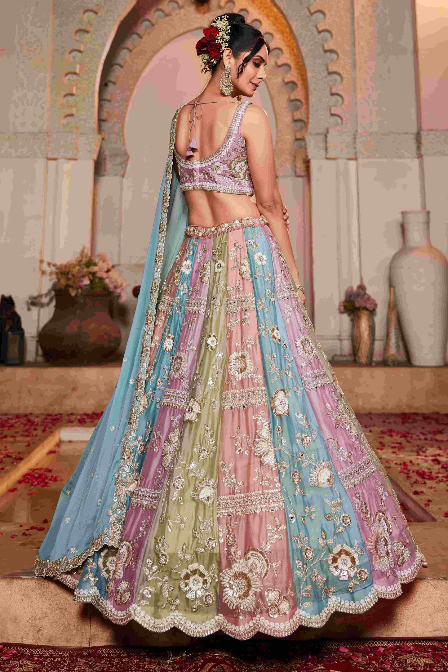 Elegant Chanderi Zari Work Lehenga for Festive Occasions - MYLUXURY LANE ENTERPRISE