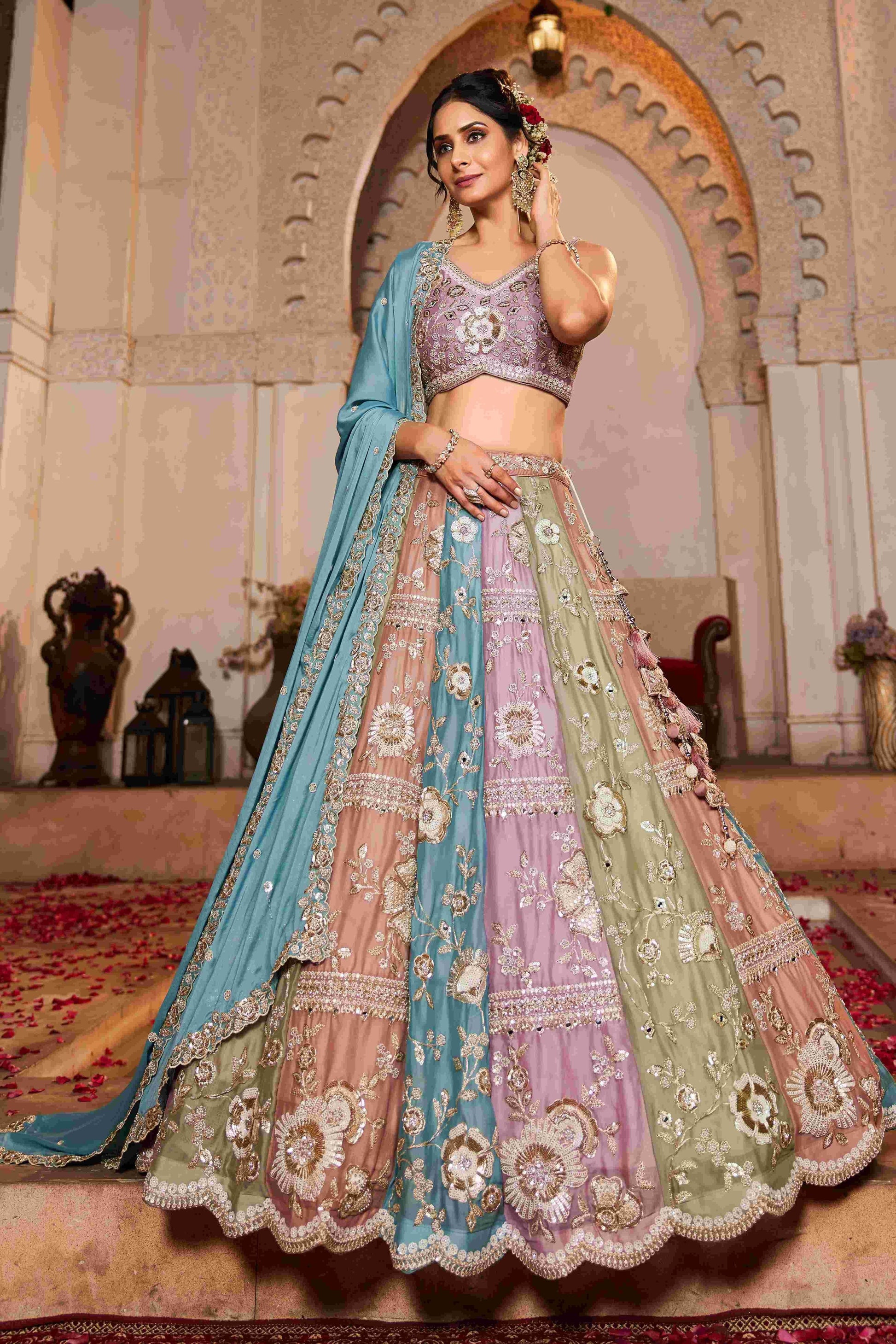 Elegant Chanderi Zari Work Lehenga for Festive Occasions - MYLUXURY LANE ENTERPRISE