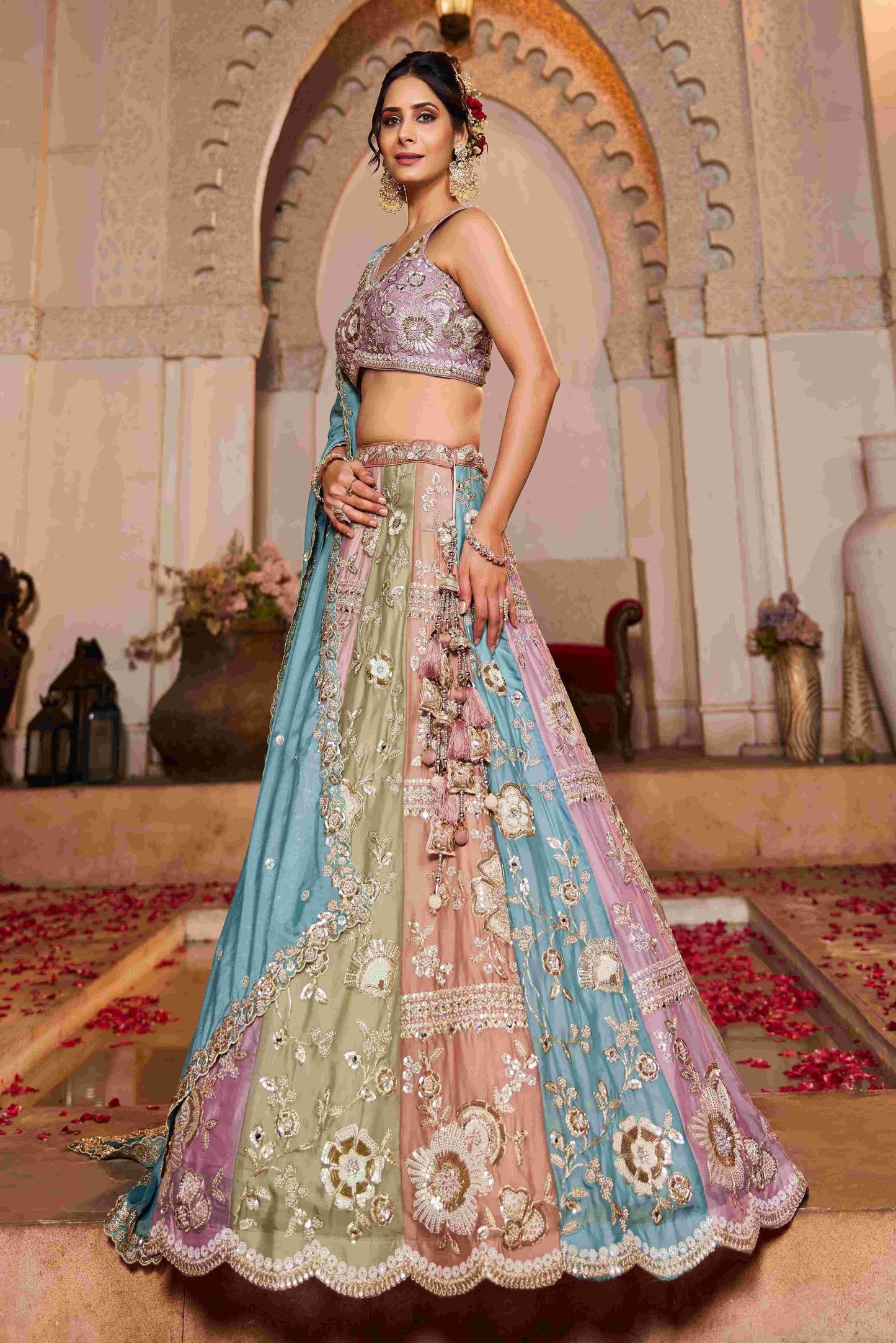 Elegant Chanderi Zari Work Lehenga for Festive Occasions - MYLUXURY LANE ENTERPRISE