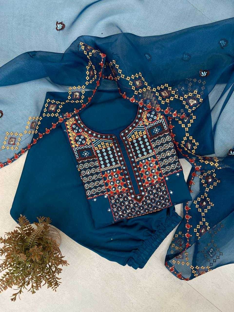 EMBROIDERED DESIGNER SILK SUIT - MYLUXURY LANE ENTERPRISE