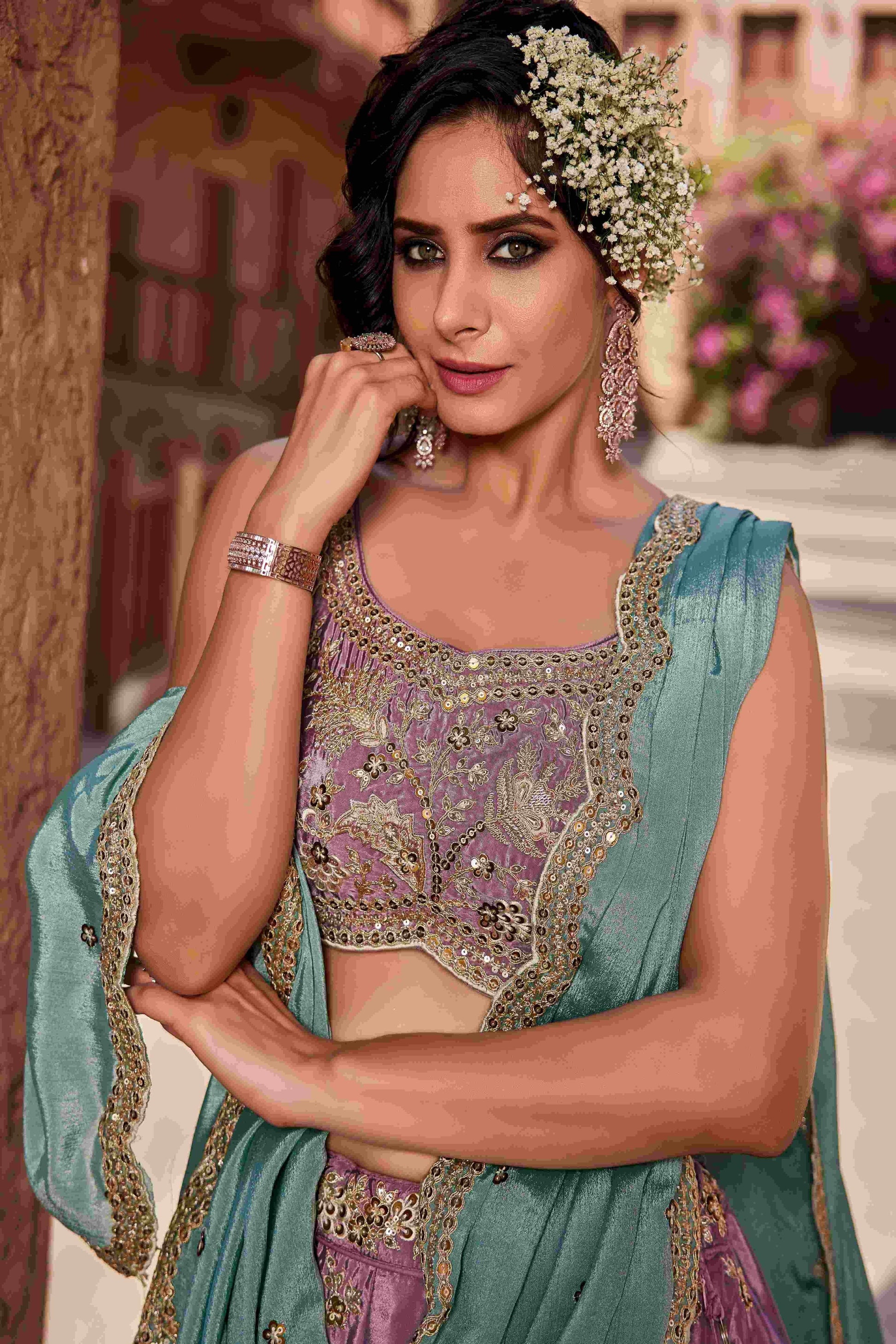 Designer Wedding Lehenga in Satin With Exquisite Embroidery - MYLUXURY LANE ENTERPRISE