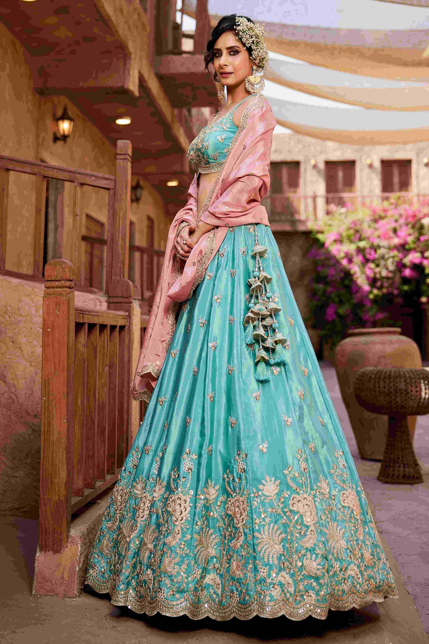 Designer Wedding Lehenga in Satin With Exquisite Embroidery - MYLUXURY LANE ENTERPRISE
