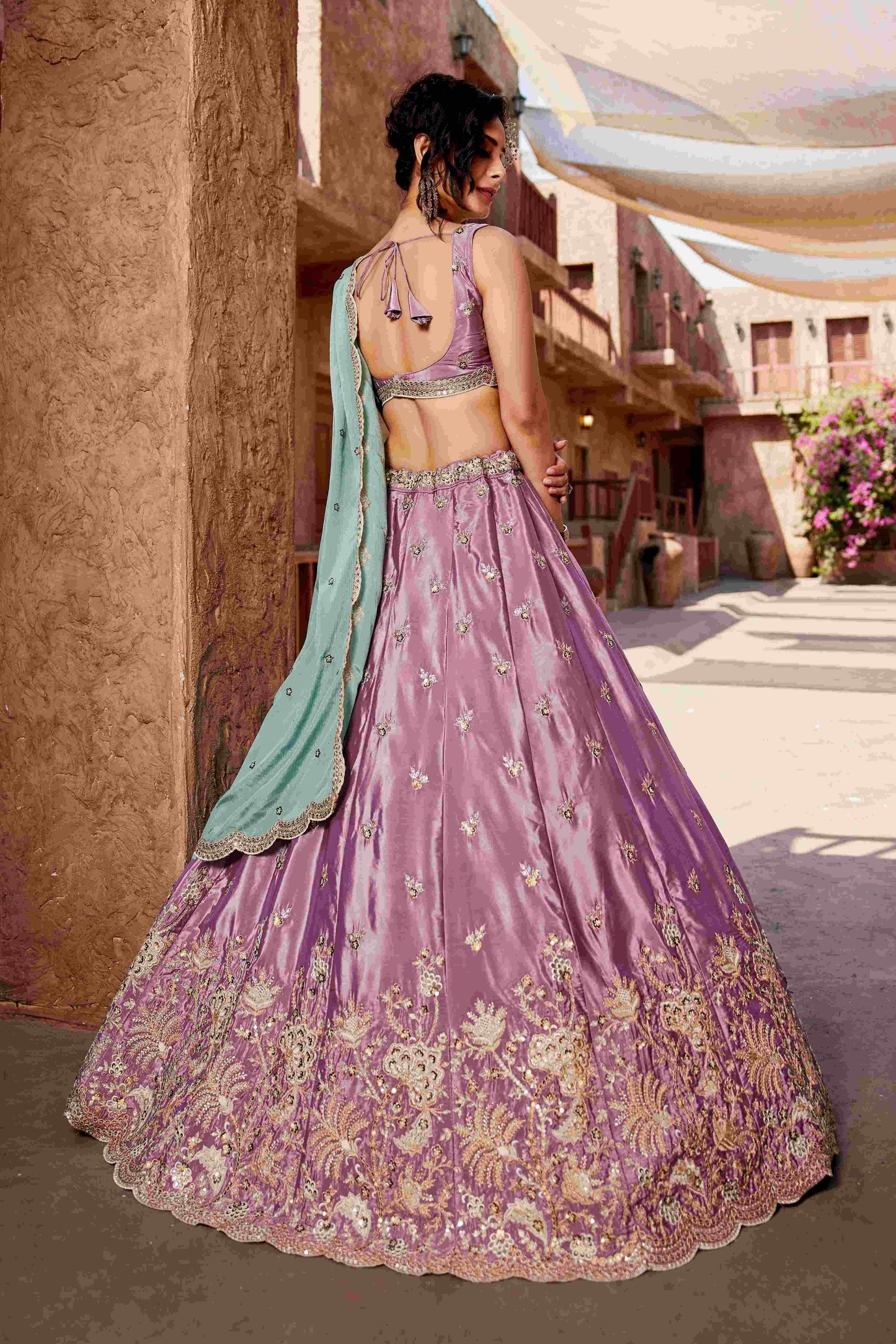 Designer Wedding Lehenga in Satin With Exquisite Embroidery - MYLUXURY LANE ENTERPRISE