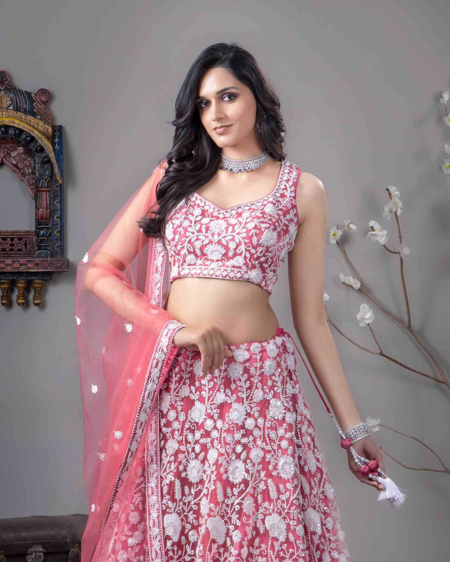 Elegant Satin Silk Sangeet Lehenga for Festive Occasions - MYLUXURY LANE ENTERPRISE