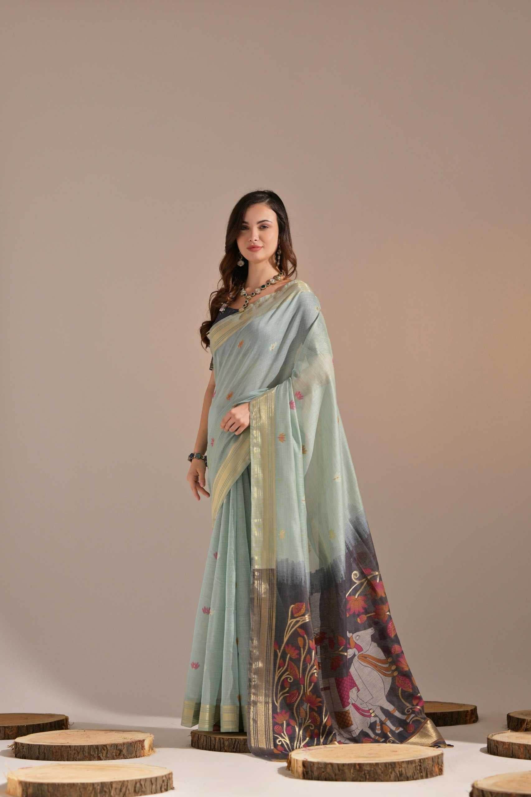 Cotton Zari Sarees Manufacturer - MYLUXURY LANE ENTERPRISE