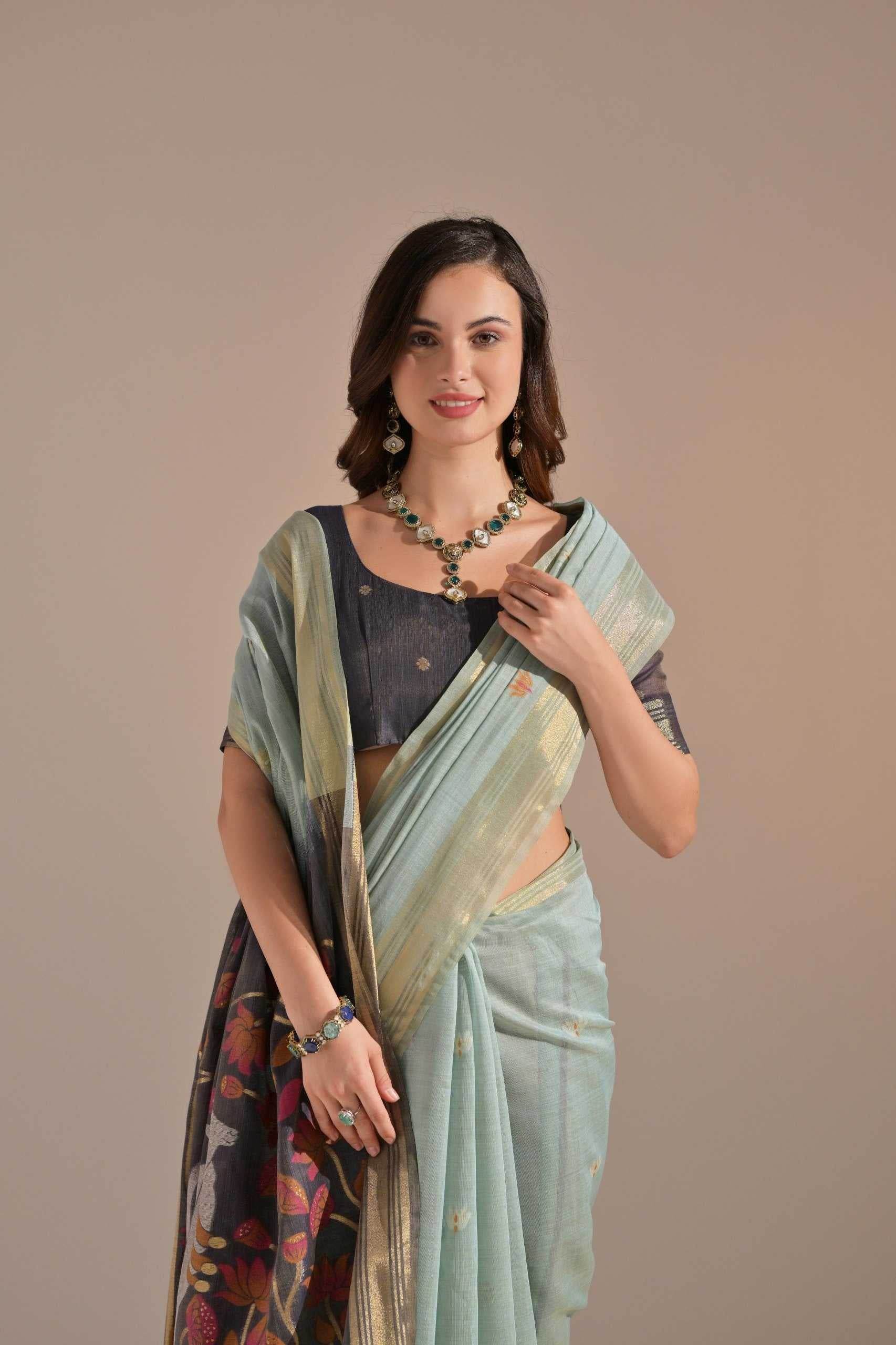 Cotton Zari Sarees Manufacturer - MYLUXURY LANE ENTERPRISE