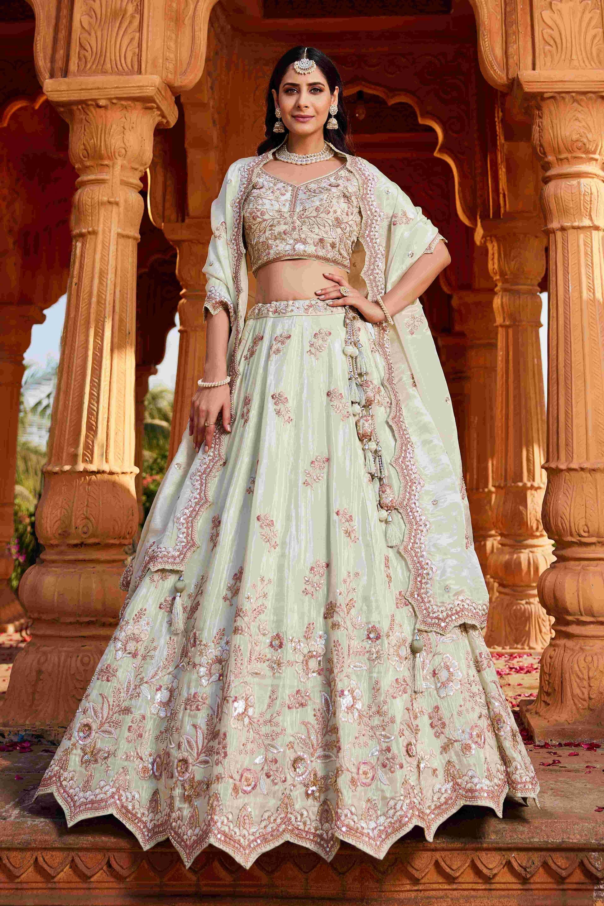 Exquisite Tissue Bridal Silk Lehenga for Elegant Weddings - MYLUXURY LANE ENTERPRISE
