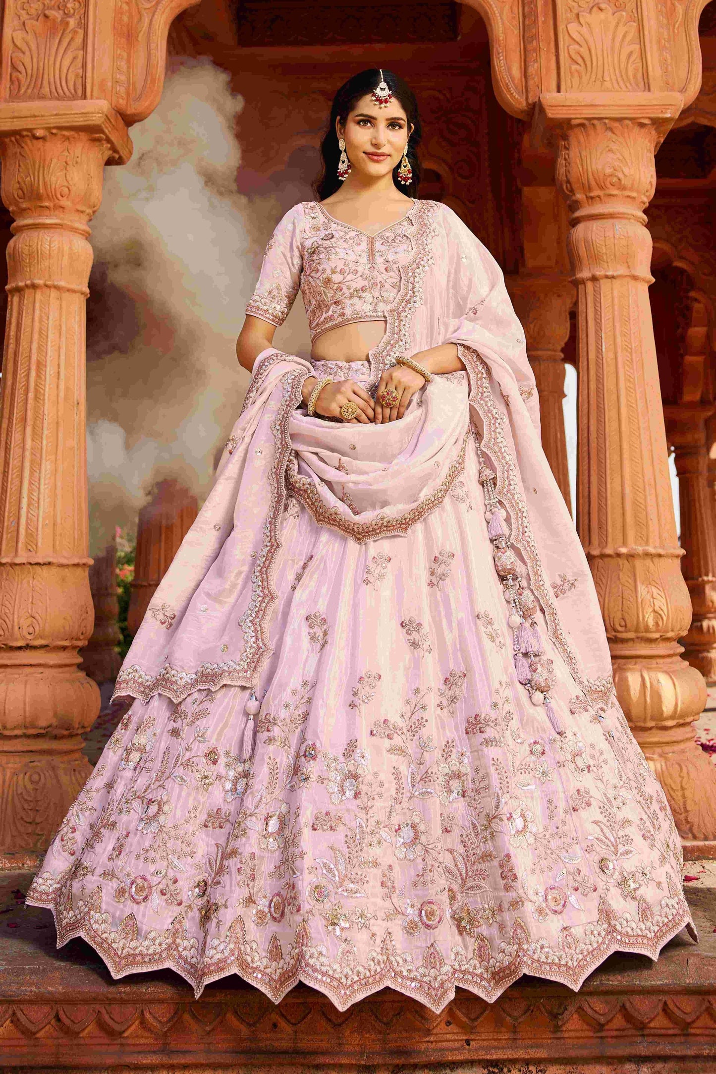 Exquisite Tissue Bridal Silk Lehenga for Elegant Weddings - MYLUXURY LANE ENTERPRISE