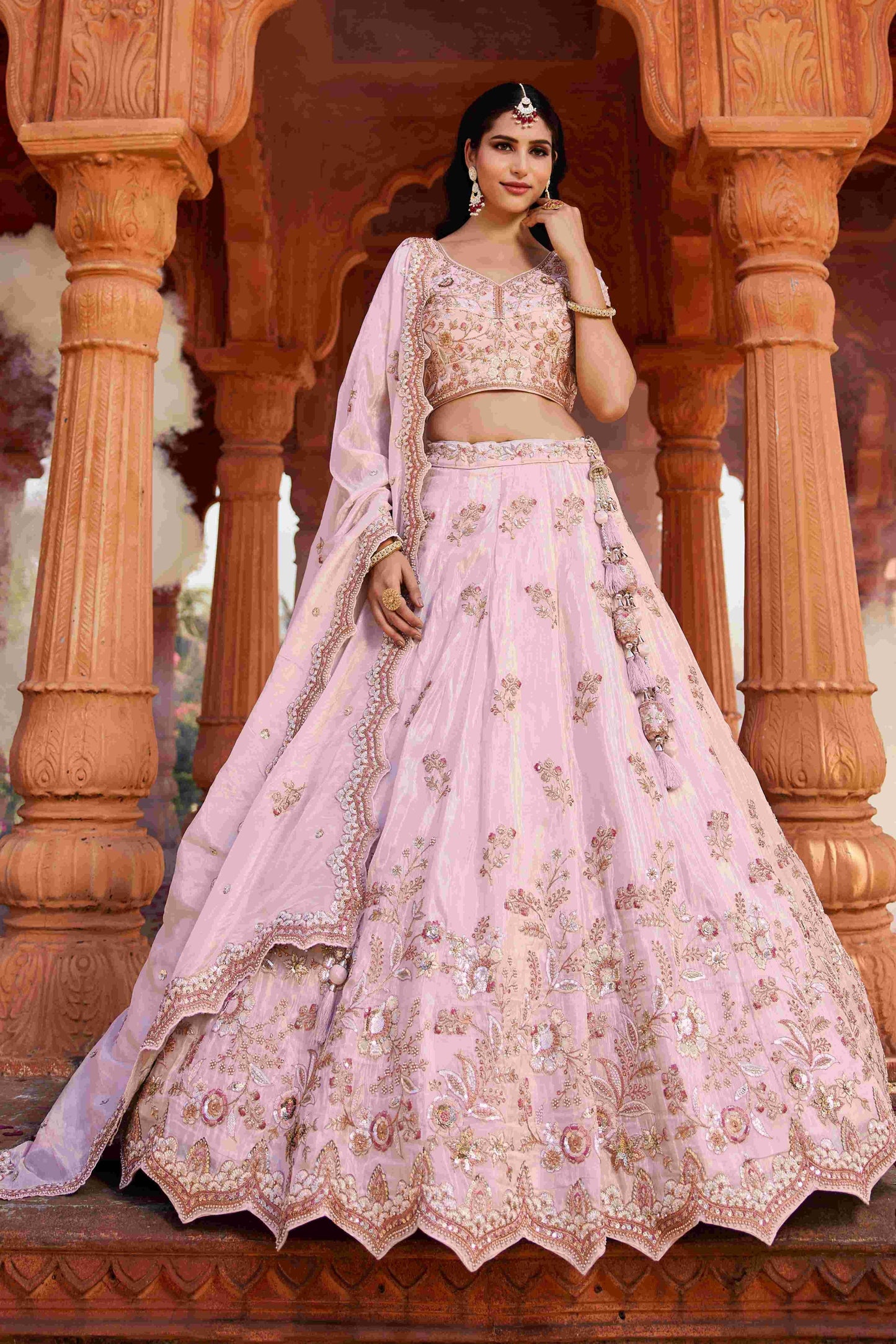 Exquisite Tissue Bridal Silk Lehenga for Elegant Weddings - MYLUXURY LANE ENTERPRISE