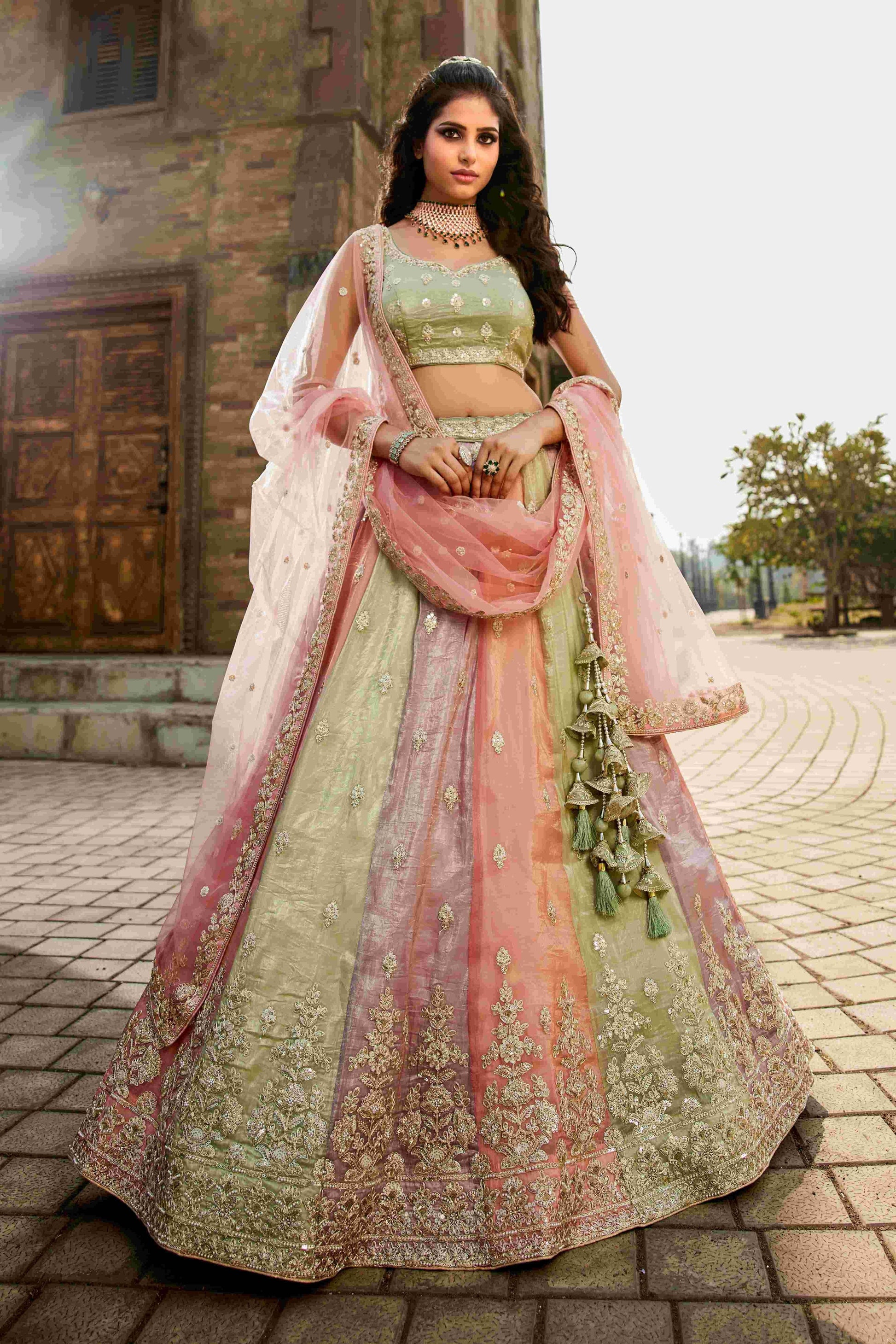 Exquisite Tissue Designer Lehenga for Elegant Occasions - MYLUXURY LANE ENTERPRISE