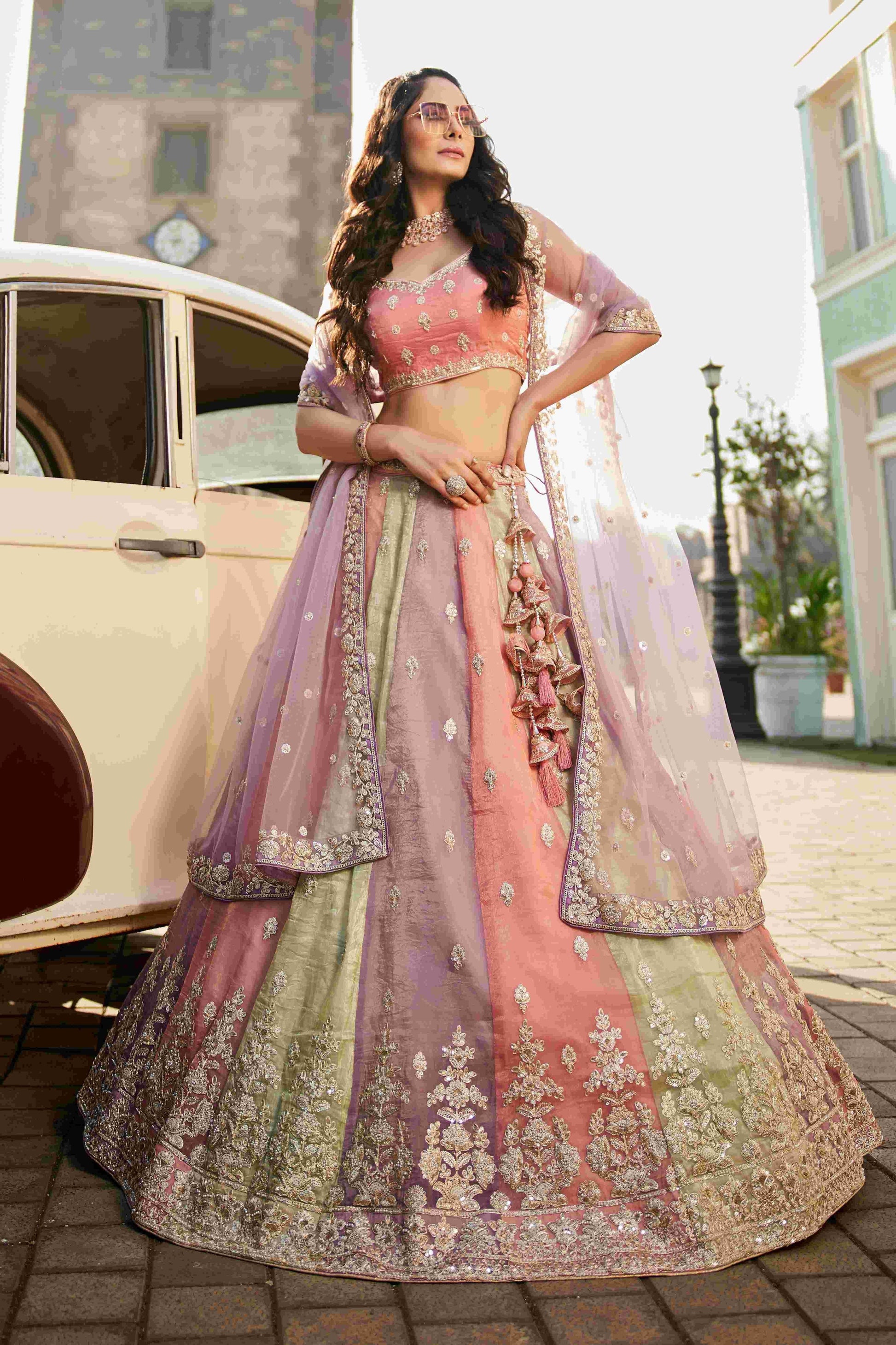 Exquisite Tissue Designer Lehenga for Elegant Occasions - MYLUXURY LANE ENTERPRISE