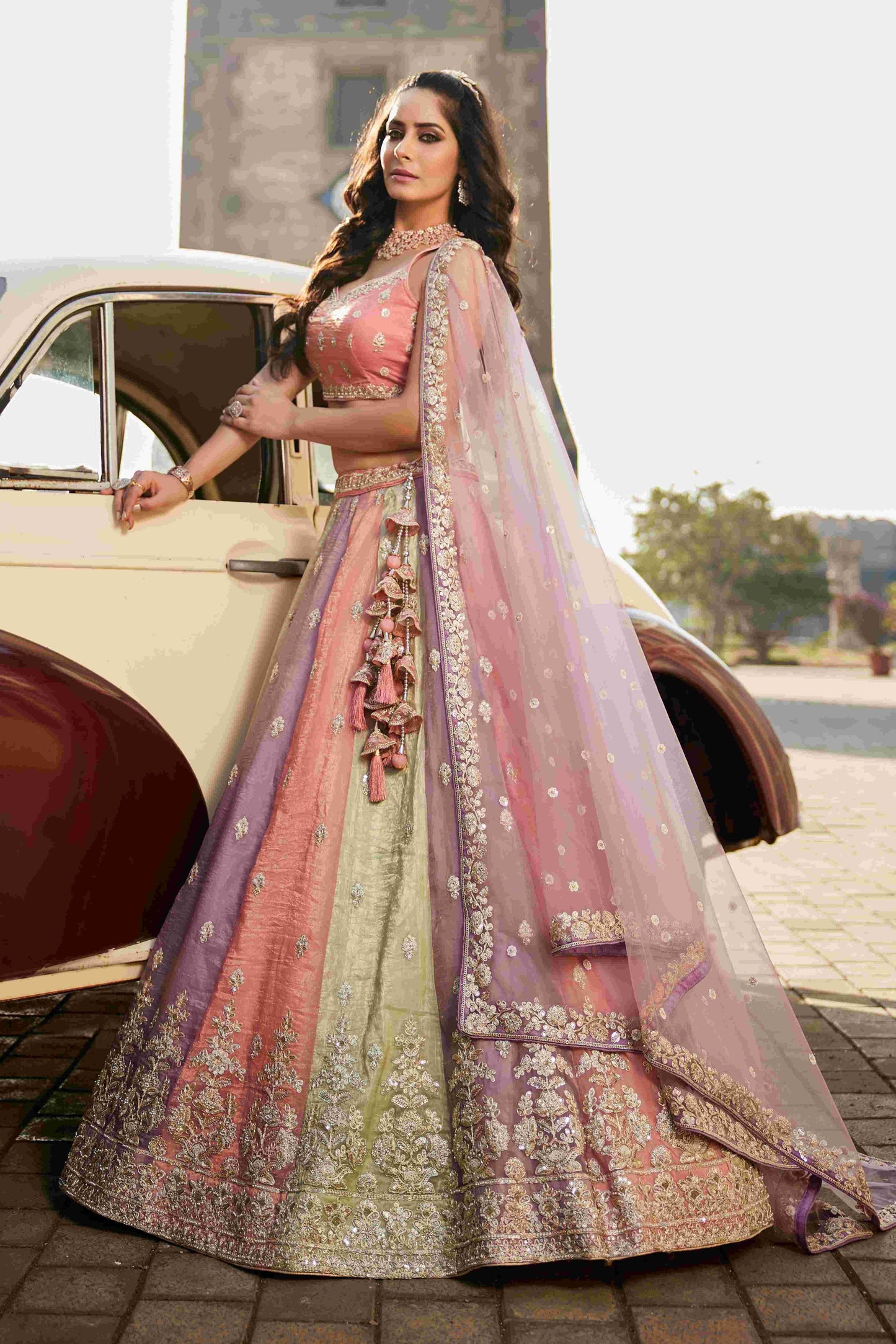 Exquisite Tissue Designer Lehenga for Elegant Occasions - MYLUXURY LANE ENTERPRISE