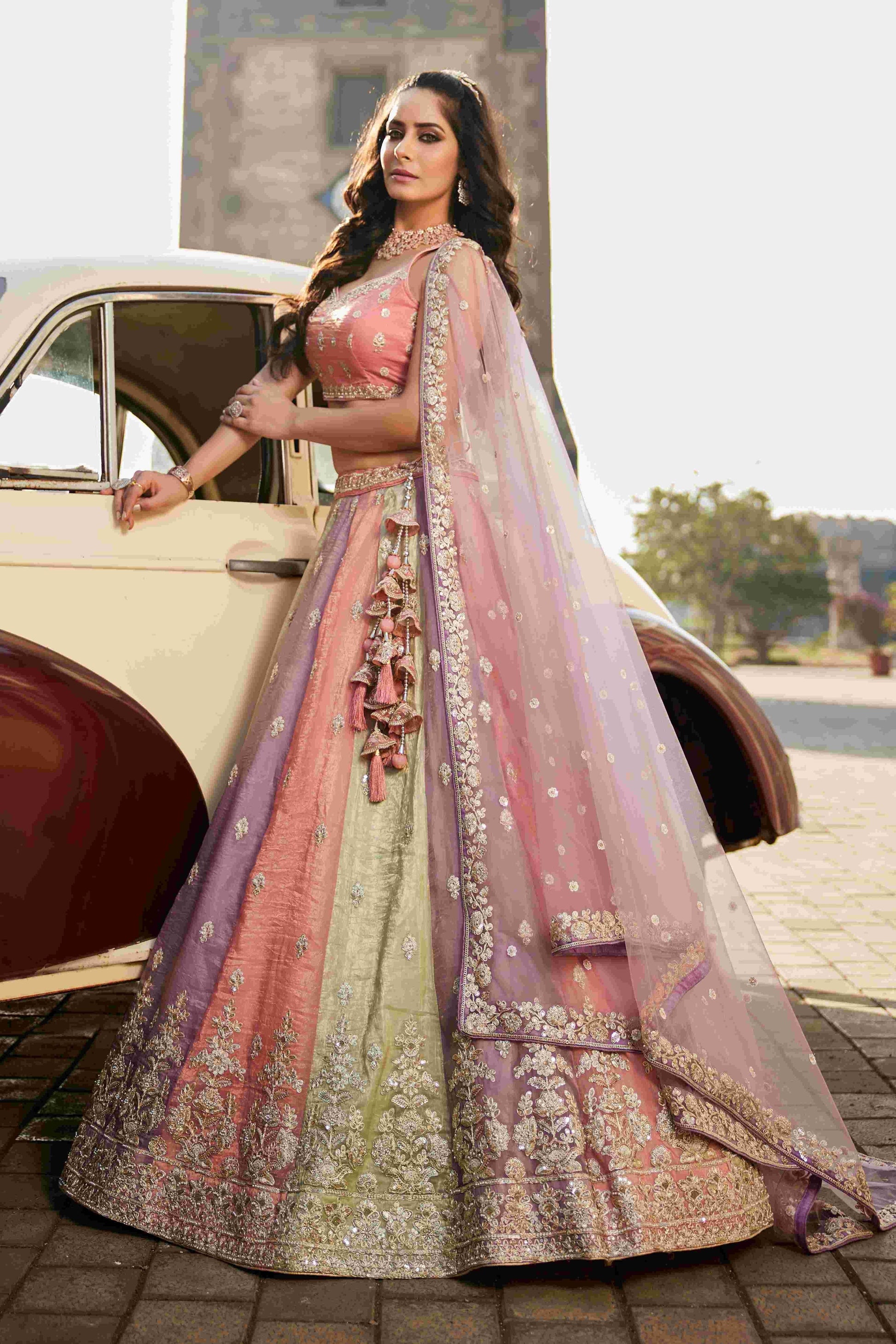 Exquisite Tissue Designer Lehenga for Elegant Occasions - MYLUXURY LANE ENTERPRISE